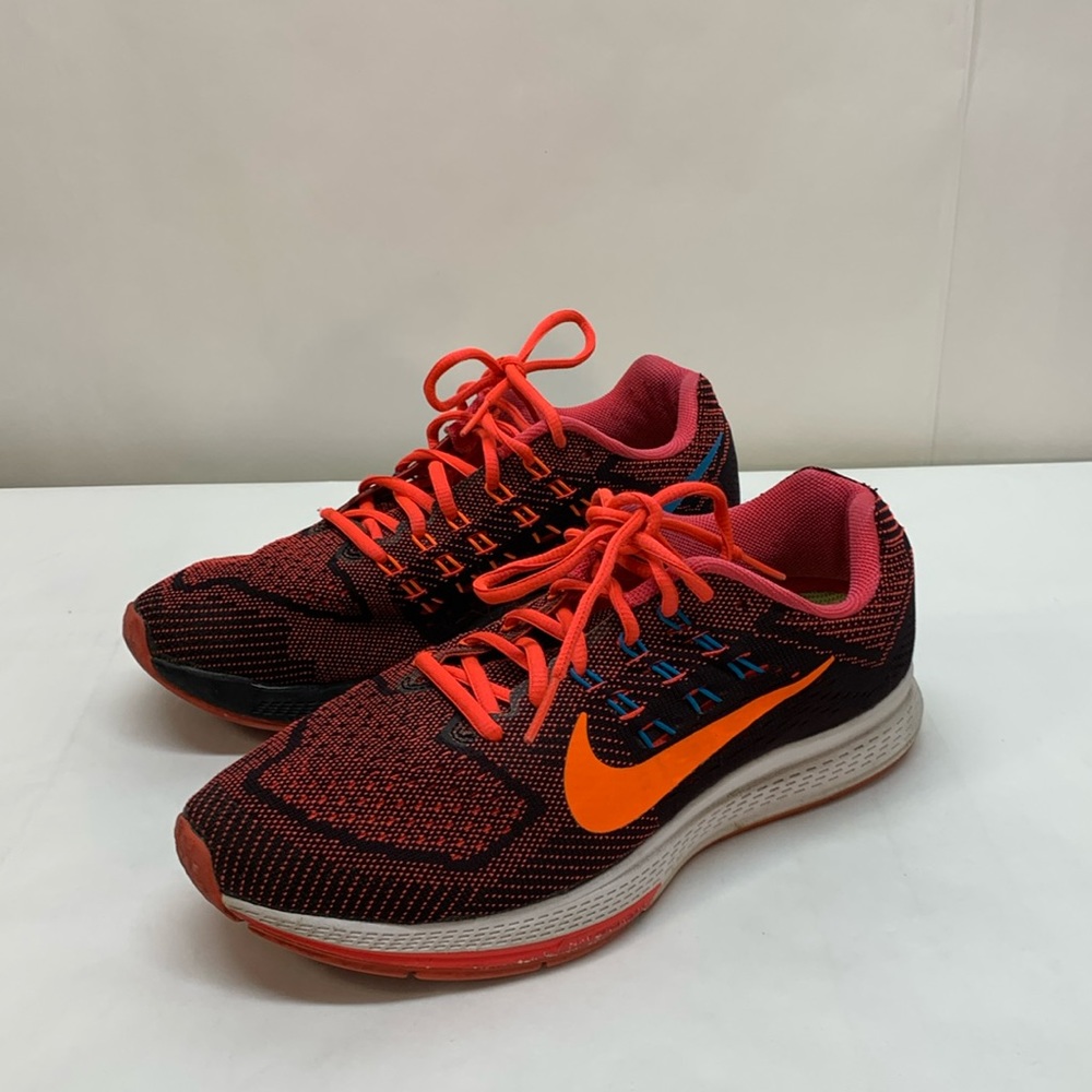 Nike Zoom Structure 18 Running Shoe Mens 8.5 black pink orange swoosh 683731-600